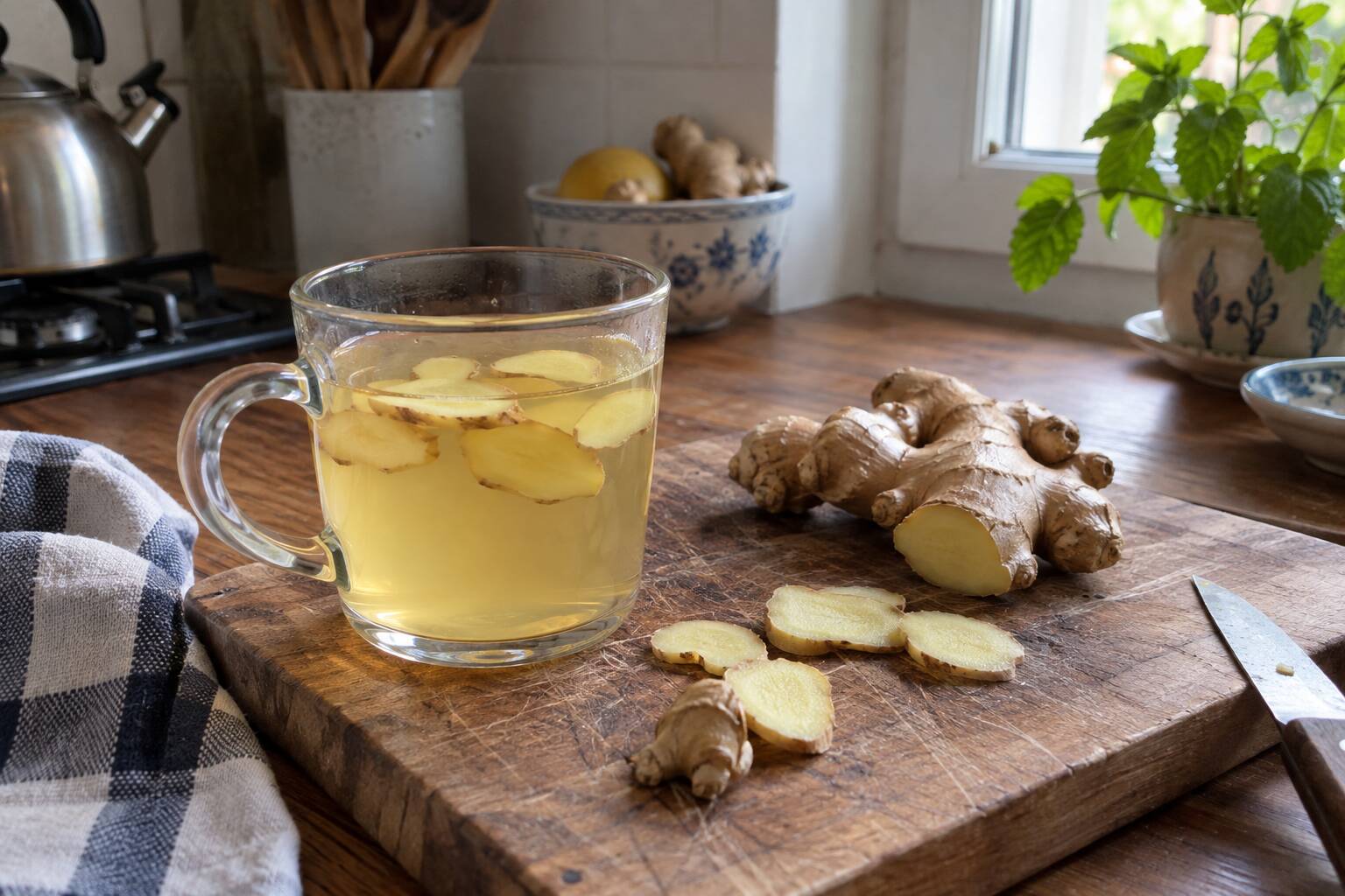 Une tasse d'infusion au gingembre