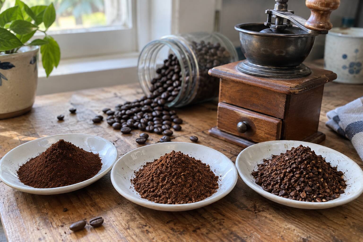 du café posé dans des assiettes